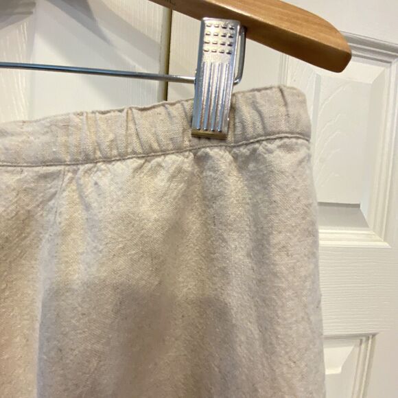 Linen Flax Cargo Pant Capri Elastic Waist Tan NEW Size Medium - Picture 4 of 9